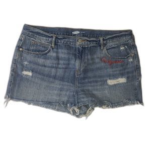 OLD NAVY California Boyfriend Distressed Denim Jean Cut Off Shorts Size 16